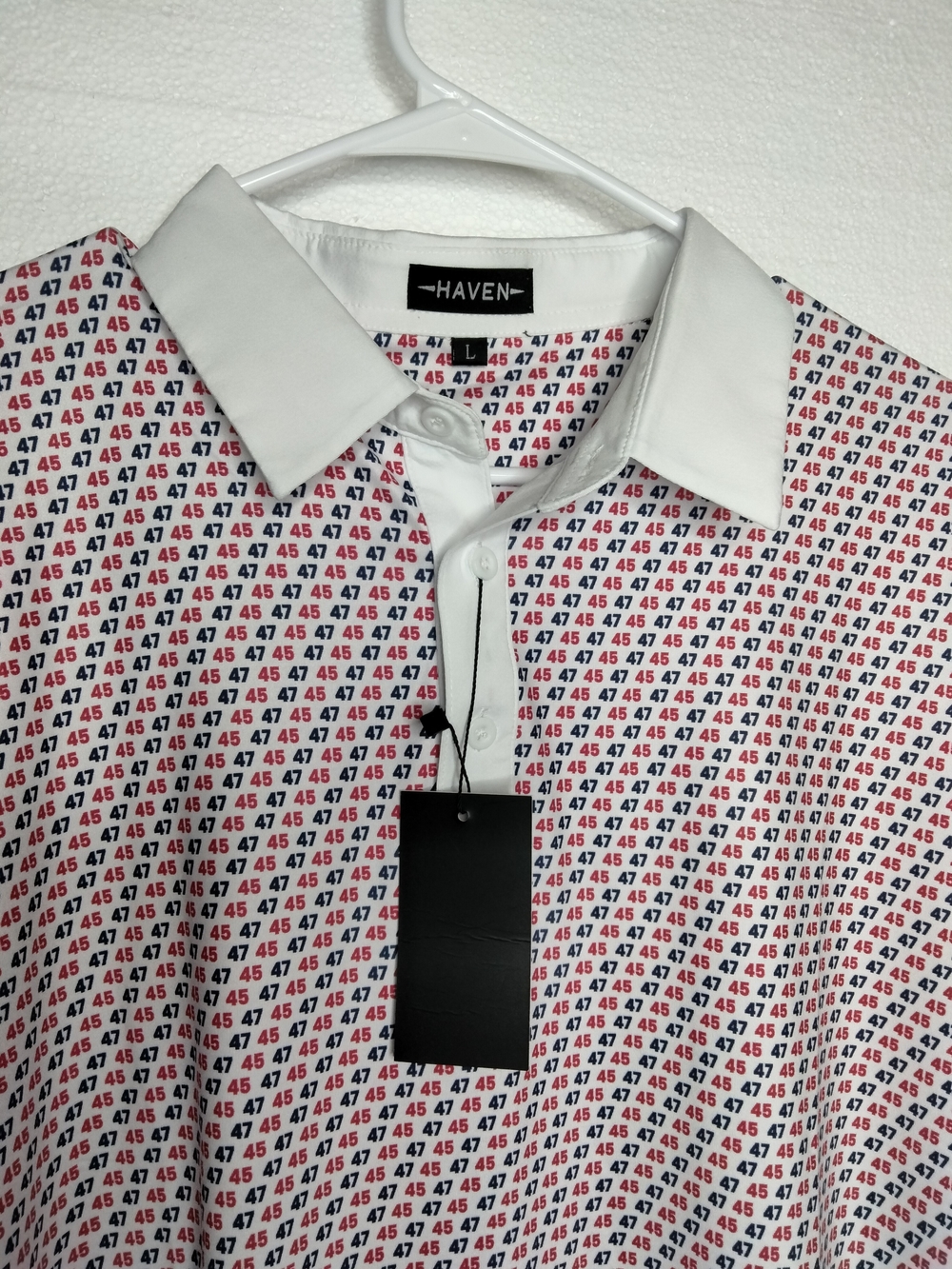 NWT Haven Golf Comp Commander And Chief Trump 45-47 Performance Polo Shirt Large